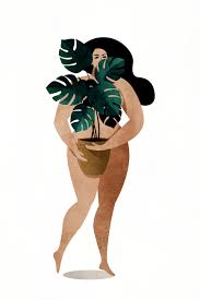 Wall Art Print | Nude With Plant, Kubistika | Europosters