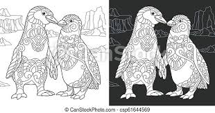 You may color my coloring pages however you wish but you are not allowed to modify my free printable coloring pages. Coloring Pages With Penguin Couple Penguin Couple Drawn In Black And White Colouring Style Freehand Sketch Drawing With Canstock