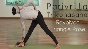 Parivrtta Trikonasana Is A Standing Deep Twisting Yoga Pose That Stretches The Whole Body It Squeezes And Massages Yo All Yoga Poses Triangle Pose Yoga Poses