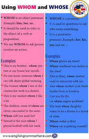 Using Whom And Whose In English Teaching English Grammar English Grammar Learn English Vocabulary