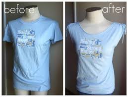 Diy Clothes Reconstruction I Like The Elastic Added To The Sleeves To Make A More Feminine Look Diy Shirt Shirt Transformation T Shirt Tutorial