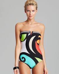 Trina Turk Multicolor Pop Wave Bandeau One Piece Swimsuit Fun One Piece Swimsuit Bandeau One Piece Swimsuit One Piece