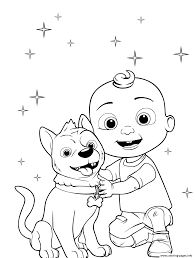 Free printable monkey coloring page monkey coloring pages animal coloring pages toddler coloring pages and images: Baby Cocomelon And His Dog Coloring Pages Printable