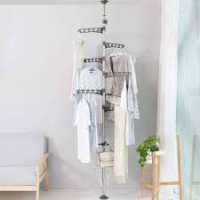 Check spelling or type a new query. Buy Hershii Adjustable Laundry Pole Corner Clothes Garment Drying Rack Hat Hanger Coat Tree Floor To Ceiling Tension Shelf Storage Organizer With 5 Arms And 1 Hook Grey Online In Indonesia B08hn3s1d9