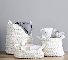 This pattern will make two storage baskets. Ivory Chunky Knit Nursery Storage Pottery Barn Kids