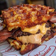 Stir cheddar cheese soup, sour cream, parmesan cheese, and onion together in a bowl; Mac N Cheese Waffle Burger Recipe Midkid Mama