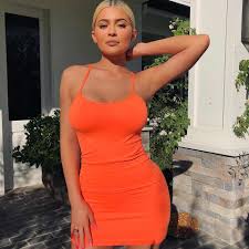 This summer kylie has decided to move to new york. New Orange Neon Bodycon Kylie Jenner Casual Mini Women Sexy Dresses Party Night Dress Summer Designer Dresses Dresses Aliexpress
