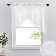 While swags are often used to cover a wider window or bay window, you will find a variety of lengths to choose from here at country village shoppe. Amazon Com Ryb Home Window Topper Curtains Short Kitchen Curtains And Valances Set Privacy White Linen Sheer Swag Curtains Semi Sheer Bathroom Curtains Tiers For Small Window Wide 36 X Long 36