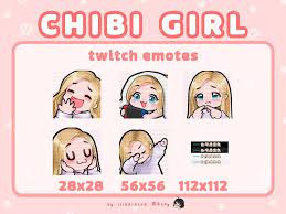 Blonde Hair Blue Eyes Chibi Girl Twitch Emotes Pack In 2021 Blonde Hair Brown Eyes Blonde Hair Blue Eyes Chibi Girl
