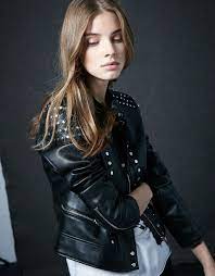 Studded Imitation Leather Jacket Woman Bershka Tunisia Leather Jackets Women Leather Outfit Jackets