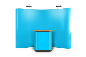 Trade Show Pop Up Fabric Banner And Podium Mockup Generator Mediamodifier Free Online Mockup Generat Fabric Banner Mockup Generator Trade Show Booth Design