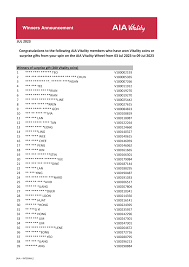 Winners List Winners Announcement