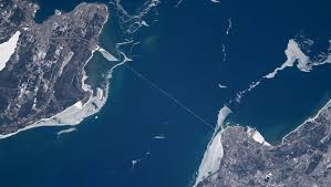 The mackinac bridge map shows the mackinac bridge coordinates on and the lat long of mackinac bridge. Look Stunning View Of The Mackinac Bridge From Outer Space