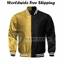 Black And Gold Motorcycle Jacket Supreme Men S Black Gold Satin Jacket Varsity College Baseball Jacket Size 4xl Dressclub Varsityjacket Satin Jackets Jackets Jackets For Women