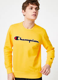 Shop champion's collection of matching tracksuits, coloured sweatshirts and essential joggers that all come stamped with the. Champion Champion Large Script Logo Crewneck Sweatshirt Jaune Vetements Chez Sarenza 372615