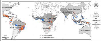 Coffee grows in around eighty countries in south and central america, the caribbean, africa and asia. Global Coffee Location Database And Major Coffee Growing Regions Blue Download Scientific Diagram