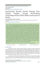 PDF) Slut-Shaming Towards Female Revenge Porn Victims: Analysis through  Newsmaking Criminology and the Online Media Construction of Reality