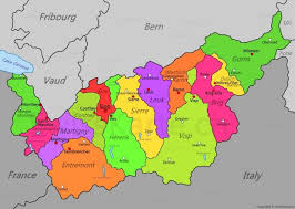 Map Of Valais Valais Map Lac Leman