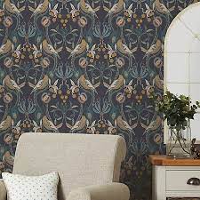 Havisham Navy Wallpaper Navy Wallpaper Wallpaper Living Room Room Wallpaper