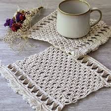Placemats bring out the style and fun for dinner and charger plates add sophistication to the dinner table. Amazon Com Placemats For Coffee Table Macrame Home Accessories Eco Friendly Home Decor Set Of 2 Cotton Placemats Coffee Cup Retro Coasters Handmade
