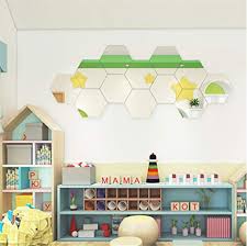 Silver, gold, red, black size: 3d Hexagon Mirror Wall Stickers 12pcs Geometric Mirror Art Diy Home Decorative Removable Hexagonal Mirror Sheets Self Adhesive Plastic Mirror Tiles Home Living Room Bedroom Wall Decoration Silver Wantitall
