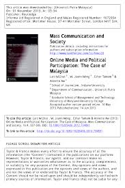 Pdf Online Media And Political Participation The Case Of Malaysia