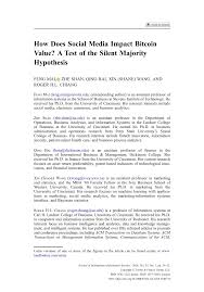 Bitcoin has volatility mainly due to the fact that there is a limited amount of coins and the demand for them increases by each passing day. Pdf How Does Social Media Impact Bitcoin Value A Test Of The Silent Majority Hypothesis