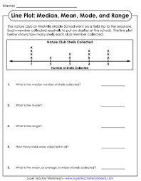 Each dot represents a value of numeric variable and they are placed in columns. Line Plot Worksheets