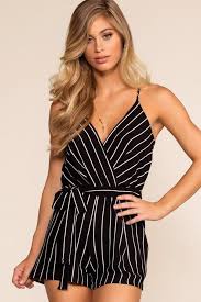 Black And White Striped Short Romper Specialoffers Zaful Cami Striped Surplice Romper Zmeootd Spring Is Coming Soon Hot Striped Ro Fashion Black And White Romper Rompers Women