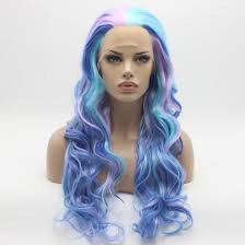 Shop Iwona Hair Wavy Long Light Purple Blue Pink Mix Wig Half Hand Tied Heat Resistant Synthetic Lace Front Wig Online From Best Lace Front Wigs On Jd Com Global Site