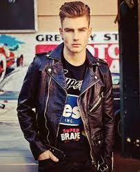 Rock Look Greaser Lo Paris Mannen In Leer Jongens Mannen