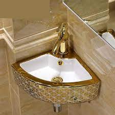 The simple design of the white basin gives your bath space a classy look. Mini Triangle Ceramic Wash Basin Corner Wall Hung Washbasin Balcony Toilet Simple Sink Bathroom Sinks Ceramic Wash Basin Mosaic Bathroom Sinks Aliexpress