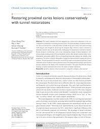 Pdf Restoring Proximal Caries Lesions Conservatively With Tunnel Restorations
