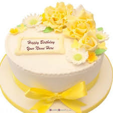 Birthday Wishes With Name Yellow Rose Cake For Happy Birthday Wishes With Name Picture In 2020 Birthday Wishes With Name Happy Birthday Cake Images Happy Birthday Cake Pictures