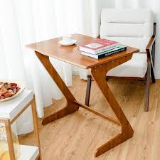 Z Shape Bamboo Sofa Table Laptop Desk End Table Desks Office Furniture Costway