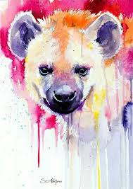 By Slaviart Watercolor Hyena Colorful Animal Paintings Watercolor Paintings Animal Paintings