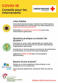 Suivi de l'évolution de l'épidémie de nouveau coronavirus d'origine chinoise. Conseils Intervenants Croix Rouge De Belgique