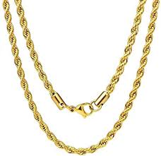 Everlasting gold 14k gold box chain necklace. Mens Womens Yellow Gold Plating 3mm Rope Chain Necklace 24 Inches By Cy Trendy Alloy Amazon Com