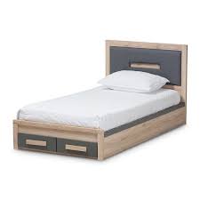 Twin storage platform bed white full size. Baxton Studio Pandora Twin Storage Platform Bed In Gray And Oak Brown Walmart Canada