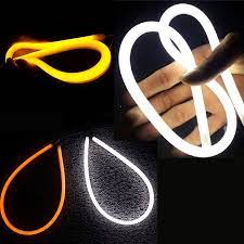 Agptek 2pcs 12v White Amber Tube Switchback Headlight Led Strip Drl Daytime Light For Audi Style 85 Cm Phare Voiture Tube Led Led