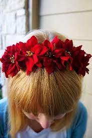 The Pink Samurai Diy Poinsettia Flower Headband Christmas Hair Accessories Christmas Headband Diy Holiday Hair Accessories