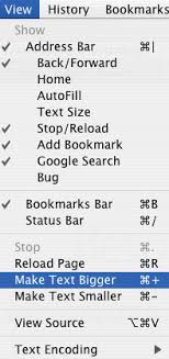 If you want to just make the text bigger rather than zoom in on the entire page, you can do this as well. Safari For Apple Os X Making Text Larger My Computer My Way