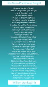 She Was A Phantom Of Delight William Wordsworth Beautiful Poetry Tagore Quotes William Wordsworth