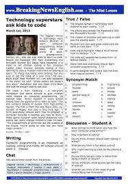 Today's breaking news on politics, sports, entertainment, business, life style and many more on times of india Breaking News English 2 Page Mini Lesson Computer Programming