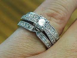 Jewellery Rings Designer 18 Carat White Gold And Diamond Bridal Set With Solitaire And Double Wedding Ban Ring Designs Diamond Bridal Sets Double Wedding Bands