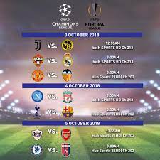 Groups (4 → 2) then double elimination. Starhub On Twitter Catch Your Favourite Teams Live In The 2018 19 Uefa Champions League And 2018 19 Uefa Europa League On Bein Sports Hd And Our Hub Sports Channels Find Out More Of