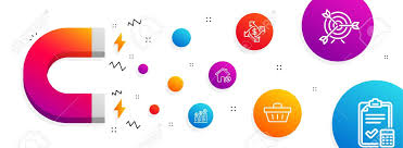 Magnet Attracting Payment Exchange Loan House And Target Icons