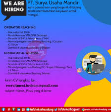 Pengumuman hasil seleksi ppdb sma smk negeri prov jabar 2021 2022. Lowongan Kerja Pt Surya Usaha Mandiri Bandung Februari 2021 Info Loker Bandung 2021