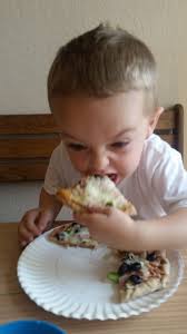 Made two simple pizzas to make MrA also happy .I served them with salad. I  made the dough this morning and as soon as we got home made the pizzas and  now