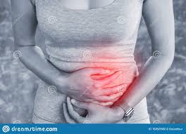 Asian Woman Suffering From Stomach Pain Hand Holding Lower Abdomen On Left Side Stock Photo Image Of Discomfort Ache 163821662
